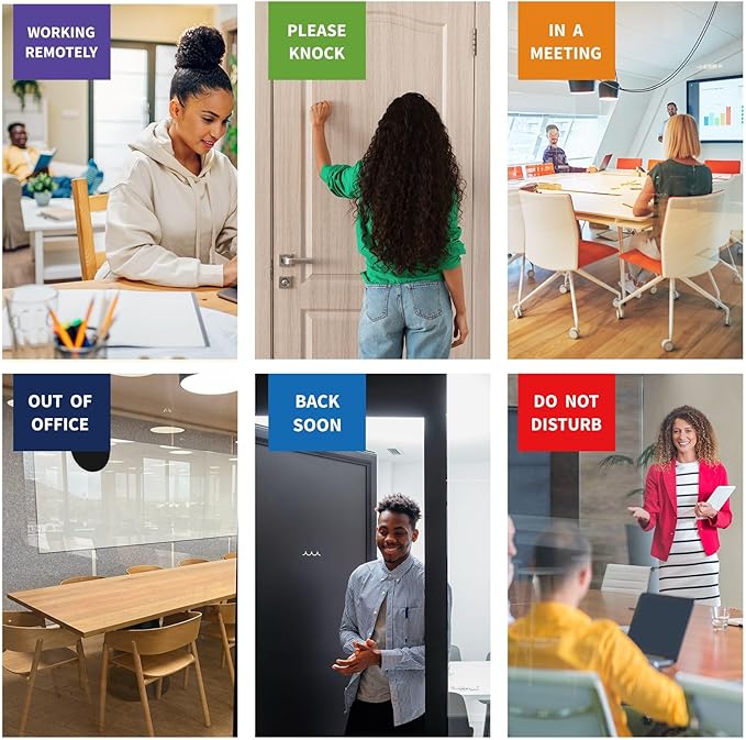 Office Door Signs-6 Options In A Meeting Sign/Out Of Office/Do Not Disturb/Working From Home/Please Knock/Back Soon Privacy Door Slider Sign for Meeting & Conference Room