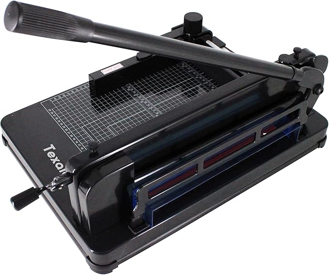 Heavy Duty Guillotine Paper Cutter - 400 Sheets Capacity, A4 12" Stack Paper Trimmer, Steel Base, Black
