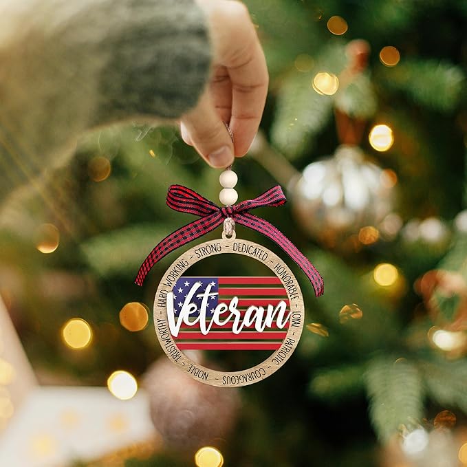 Veteran Ornaments - Veteran Gifts for Men - Military Christmas Ornament - Military Ornaments for Christmas Tree - Wooden Ornament