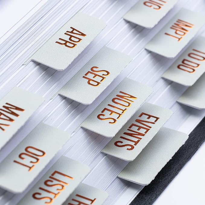 DiverseBee Gold Foil Planner Monthly Tabs, 24 Peel and Stick Laminated Tabs for Notebooks (12 Month and 4 Blank), Calendar Stickers for Planners, Dividers (Jade)