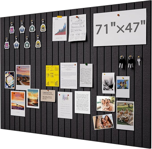 Soundsbay Large Cork Board, 71" x 47" Black Bulletin Board, 3 Pack Felt Wall Tiles Self-Adhesive, Pin Board for Walls Office Home Classroom Decor