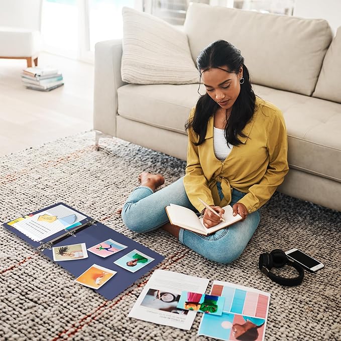 Samsill Durable 1.5 Inch Binder, Made in The USA, D Ring Binder, Customizable Clear View Cover, Midnight Blue, Holds 350 Pages