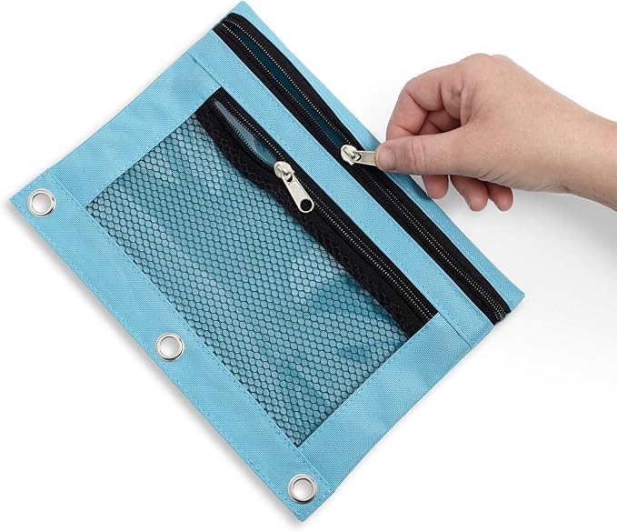 Blue Summit Supplies Pencil Pouches, Bulk Pencil Pouch 6 Pack in Assorted Colors for Storing School Supplies, Writing Utensils, and more, Cloth Zipper Pouches for 3 Ring Binders, 6 Count