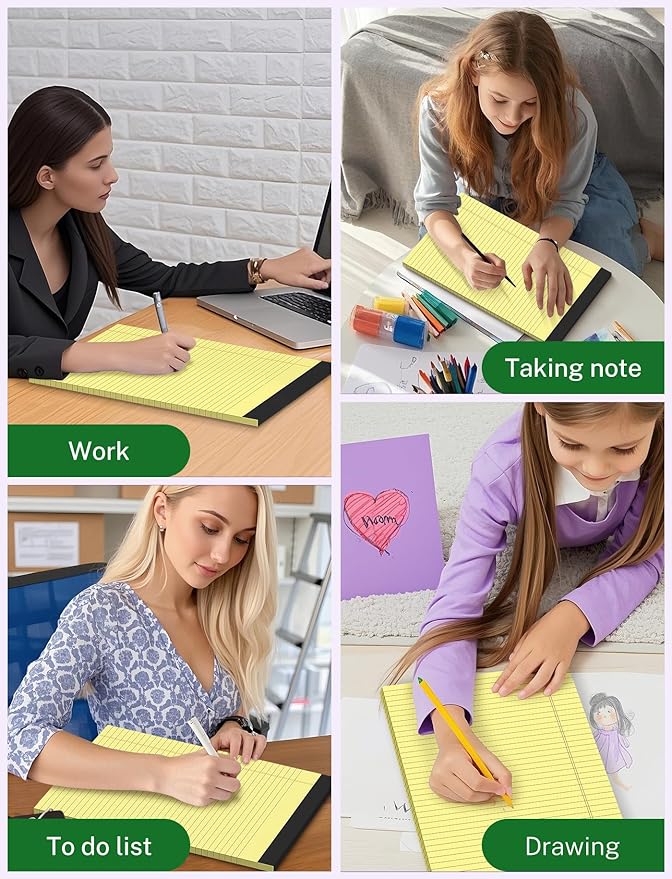 Legal Pads 8.5 x 14, Wide Ruled Legal Pad, Yellow Paper 8.5 x 14, 30 Sheets per Notepad, Large Writing Pad for Office Supplies, College, Micro Perforated Lined Writing Pads, 70 GSM 2 Pieces