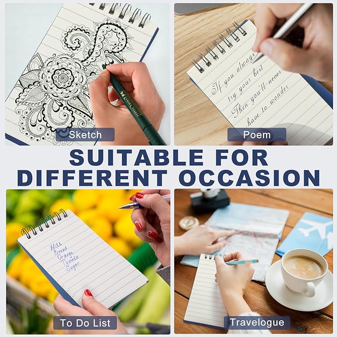 Tenceur 54 Pcs Pocket Notebook Bulk Small 3x5 Inch Spiral Notepads Mini Top Bound Notebook with Lined 120 Pages Ruled Memo Pads for Office College Nurse Essentials Back to School Gift (Blue)