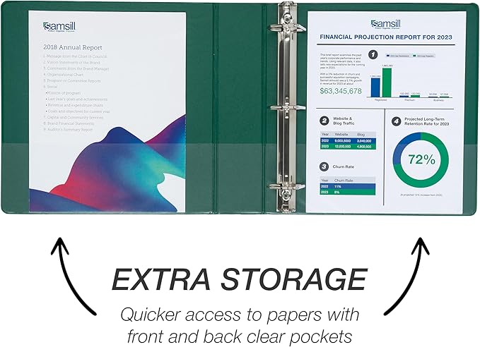 Samsill Durable 2 inch 3 Ring Binder, Made in USA, D Ring Binder, FSC 100% Recycled Chipboard, Green, 12 Pack