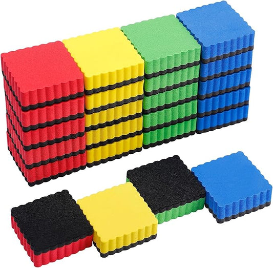 24 pcs Strong Magnetic Whiteboard Eraser - Mini Dry Erase Erasers, Small Chalkboard Cleansers Wiper for Kids and Teachers Classroom Must Haves School Supply Home and Office, Wave Shaped