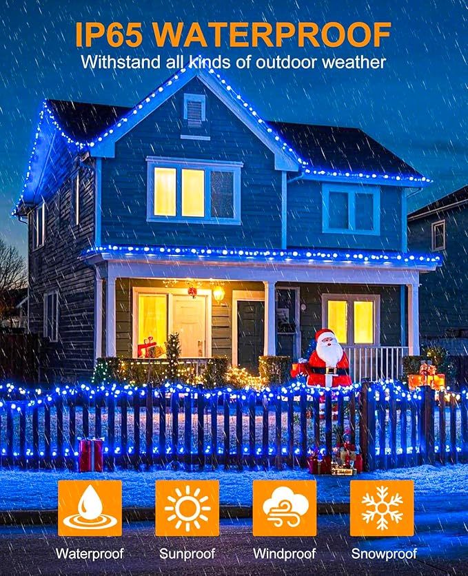 157FT 480 LED Christmas Lights Outdoor, Plug in Christmas Tree Lights Waterproof, 8 Modes Green Wire Fairy String Light for Indoor Home Patio Tree House Holiday Decorations, Blue