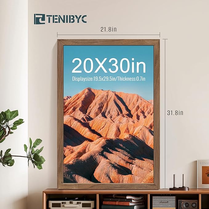 20x30 Poster Frame 4 Pack - Walnut, Brown Wood Picture Frame, Dissplay Photos, Posters and Puzzles, Horizontal or Vertical Wall Hanging
