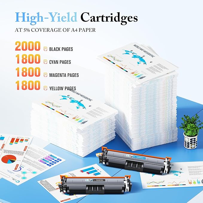 LxTek 210A 210X Toner Cartridges 4 Pack (with Chip) Replacement for HP 210A 210X W2100A W2100X Compatible with HP Color Laserjet Pro MFP 4301fdw 4301fdn Pro 4201dw 4201dn Series Printer (BCYM)