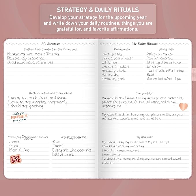 GoGirl Weekly Schedule Planner – Hourly Work & Life Planner with Time Slots – Vertical Agenda Organizer for Daily Productivity, A5 (Rose Gold)