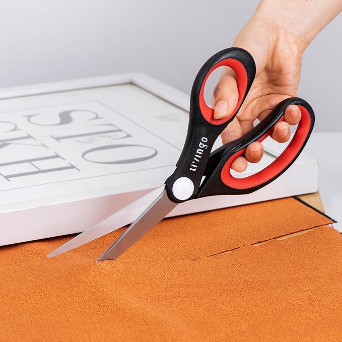 LIVINGO All Purpose Scissors Set - 4 Pack Sharp Multipurpose Heavy Duty Shears for Kitchen Cooking Sewing Fabric Cutting Poultry Food Paper Craft Office Household School Multi Pack Utility Shears