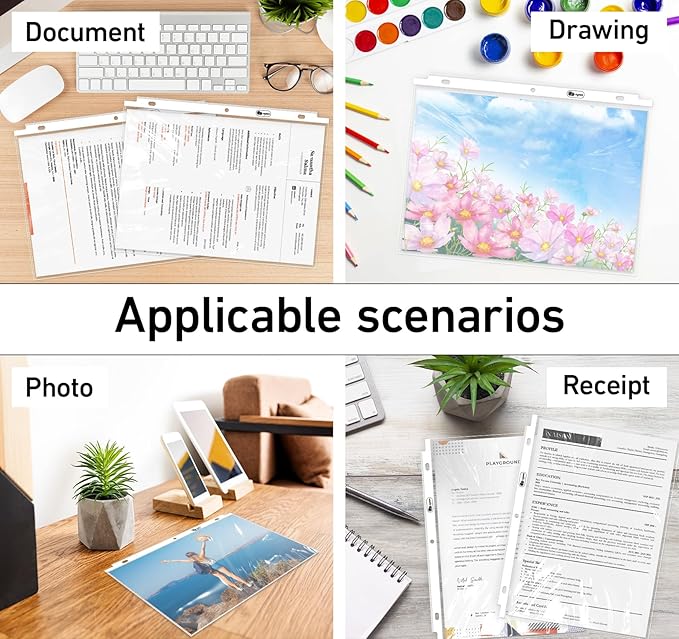 120 Pack Extra Heavyweight Plastic Page Protectors,8.5 x 11in Top Loading Sheet Protectors with Markers Notes, Reinforced 3 Hole Punch for Binders,Plastic Sleeves for Paper Protector Letter Size