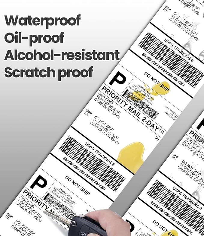 4x6 Thermal Shipping Labels for Thermal Printers - 500 Thermal Labels, Commercial Grade, Compatible with Multiple Thermal Shipping Label Printer, Ideal for E - Commerce & Logistics Business, White