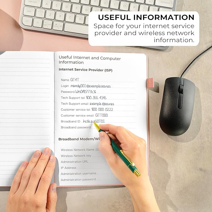 Clever Fox Password Book with alphabetical tabs. Internet Address Organizer Logbook. Large Password Keeper for Website Logins (Peach Pink)