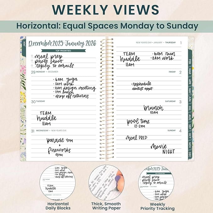 bloom daily planners 2026 Pocket Planner - 4” x 6” - (January 2026 - December 2026) - MINI Weekly/Monthly Agenda Organizer & Calendar Book - Garden Party, Beige