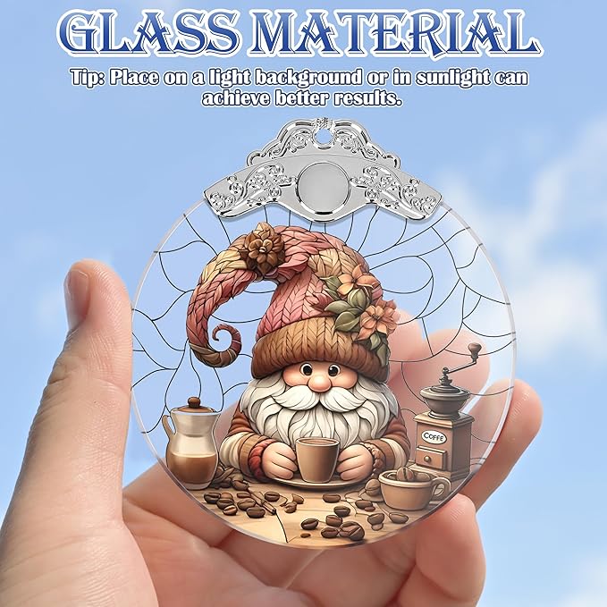 Gnome Stained Glass Ornament, Christmas Tree Decorations, Holiday Presents, Gift Exchange Ideas