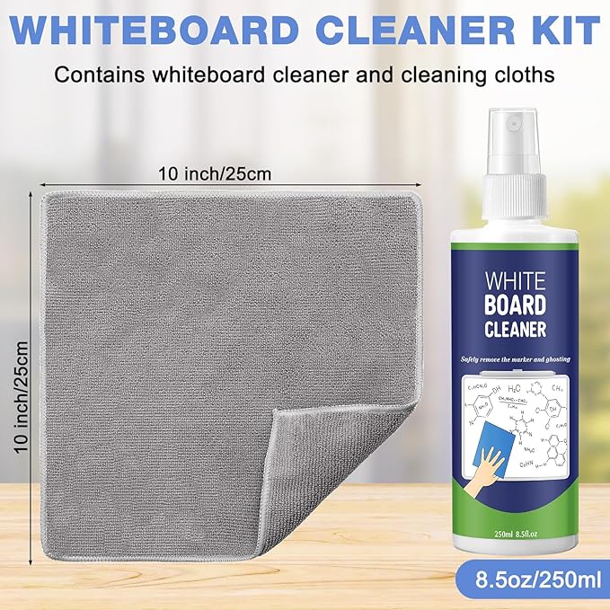 8 Pack Whiteboard Cleaner Spray 8.5oz Dry Erase Board Cleaner with 6 Cloths Non Toxic Dry Erase Cleaner Removes Stubborn Marks from Whiteboards
