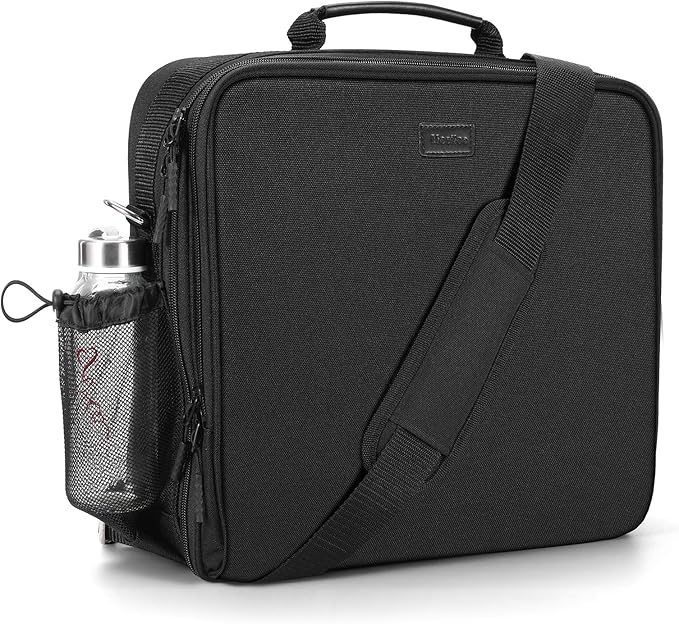 Zipper Binder, 3 Inch D-Ring 3 Ring with Water Bottle Holder,700 Sheet Capacity-Multiple Pockets,Binder with Strap for School/Office, Fit for 13" Tablet/Laptop,Patent Design-Black