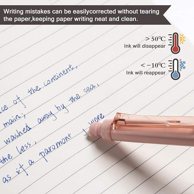 Linbsunne Erasable Pens 0.5mm Gel Ink Pens for School Office Fine Point Pens Smooth Writing Work Pen with Erasers (12-count,Blue Ink)