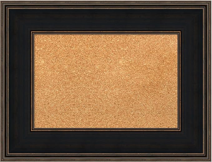 Amanti Art Natural Cork Board for Wall, 20x26 Vision Board with Brown Wood Frame, Small Corkboard Office Decor for Home Organization, Casual Corkboard Pinboard to Display Items for Home Organization