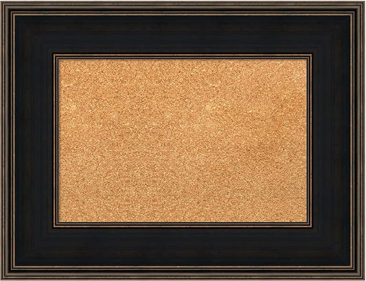 Amanti Art Natural Cork Board for Wall, 20x26 Vision Board with Brown Wood Frame, Small Corkboard Office Decor for Home Organization, Casual Corkboard Pinboard to Display Items for Home Organization