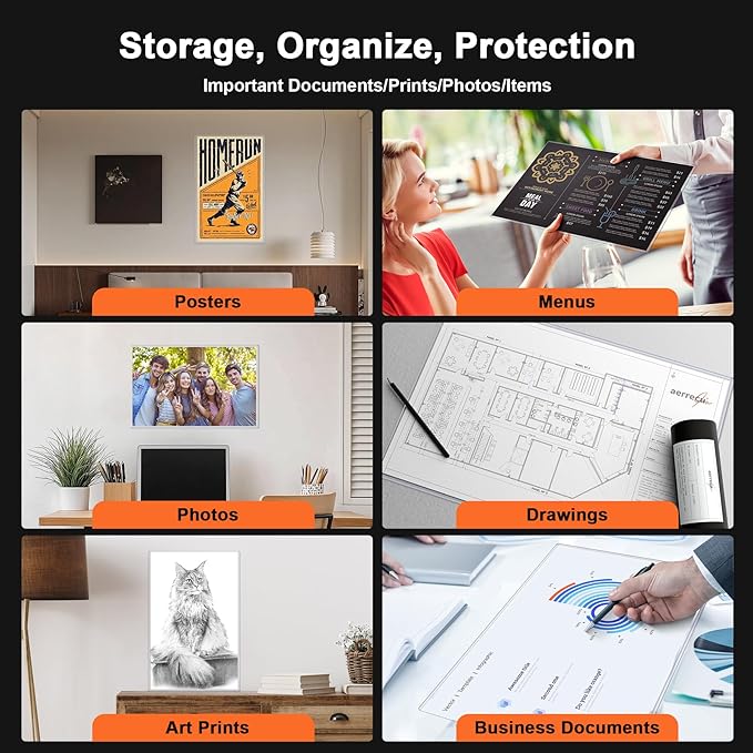 Ndsox 10 Pack 11" x 17" Rigid Print Protectors - Heavy Duty Hard Plastic Sheet Page Protectors - Crystal-Clear Menu Holders - Top Loading Art Prints Sleeves for Documents Magazines Posters Photographs