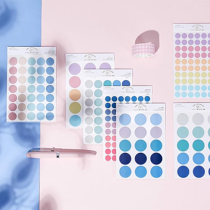 Circle Stickers -7 Pack (21sheet) Colorful Circles Stickers Pack - Translucent Color Coding Dots Labels - Assorted Color Code Sticker, for Customizing Planners to Do List Calendar
