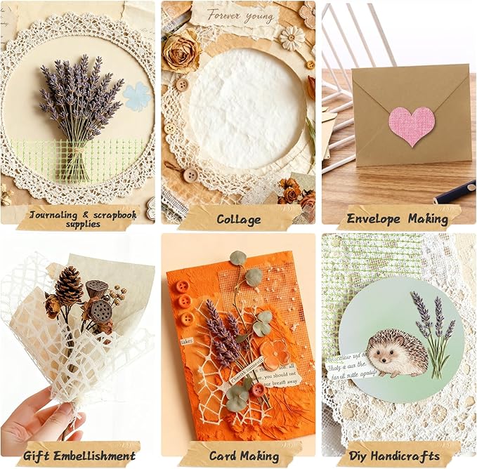 90 Sheets Textured Scrapbook Paper with Decor Mesh Fabric Creative Kit - 6 Pack Mixed Media Papers for Craft, Scrapbooking, Junk Journal, Card Making, Collage Art Supplies, 5.1 x 7 Inches