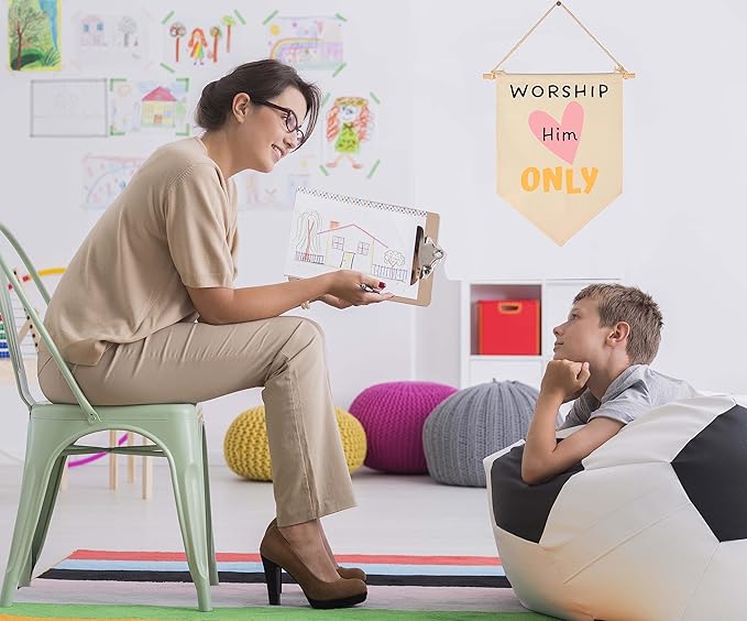 The 10 Commandments Sign-God's Rules-Bible Verse Decor-Flag Gifts for Boys Girls Kids-Banner Wall Sign Gift for Sunday teach Room,Classroom,Nursery,Baby Room,Reading house,Playroom Bedroom,Front Door