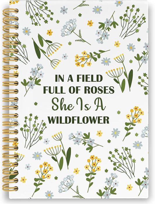 Baby Girls Nursery Spiral Notebook, Spring Plant Floral Wildflower Journaling Notebooks for Office Work School, Inspirational Christian Gift Hardcover Journals for Women, 160 Pages 5.5 x 8.3 Inch
