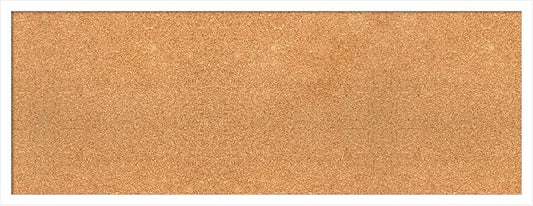 Amanti Art Natural Cork Board for Wall, 15x39 Vision Board with White Frame, Medium Corkboard Office Decor for Home Organization, Modern Corkboard Pinboard to Display Items for Home Organization in