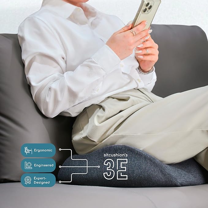 Extra Large Memory Foam Seat Cushions for Office Chairs, Pressure Relief Seat Cushion for Tailbone Pain Relief, Sciatica & Back Pain, Ergonomic Office Chair Cushion for Long Sitting & Driving (Black)