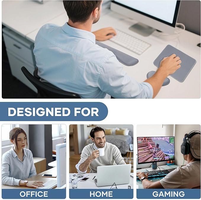 Office Ergonomic Memory Foam Computer Mouse and Keyboard Wrist Rest pad Support Carpal Tunnel, Wrist Rest for Keyboard and Mouse, Wrist Support Set