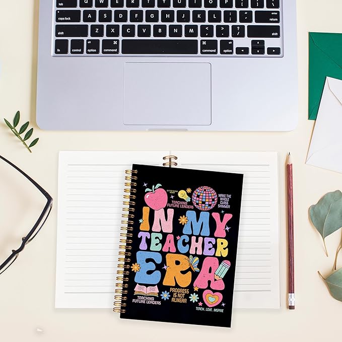 BearCake Teachers Notebooks Journal Gifts for Teachers, Teacher Appreciation Gifts, Thank You Teacher Gifts, Teacher Desk Supplies, in My Teacher Era Hardcover Spiral Notebook 5.5x8.3