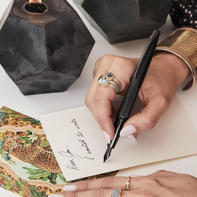 Cross ATX Refillable Ballpoint Pen Presented in a Luxury Gift Box - Medium Point, Black Ink, Sandblasted Titanium Gray