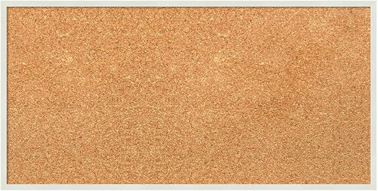 Amanti Art Natural Cork Board for Wall, 13x25 Vision Board with White Frame, Small Corkboard Office Decor for Home Organization, Modern Corkboard Pinboard to Display Items for Home Organization in