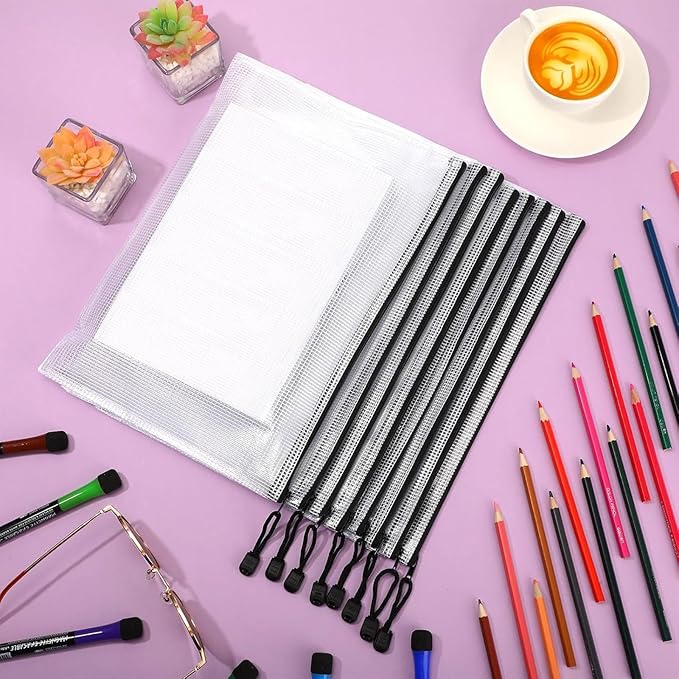 Jetec 32 Pcs Mesh Zipper Bags Toy Storage Bikini Organizer Bag Bolsas Para Guardar Trajes De Baño Waterproof Zipper Reusable Pouch Puzzle Multipurpose for Storage Office(Sweet Color,13 x 9.5 Inch)