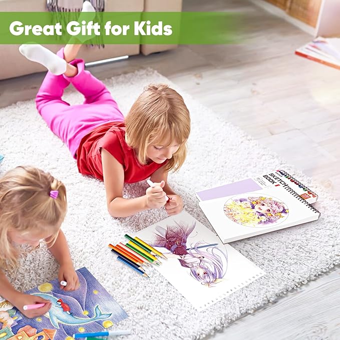 Soucolor 9"x12" Sketch Book 2-Pack: Halloween & Christmas Art Supplies for Kids Ages 5-15, Teens & Adults, Creative Gift Set for Birthdays, School Projects, and All-Season Crafting