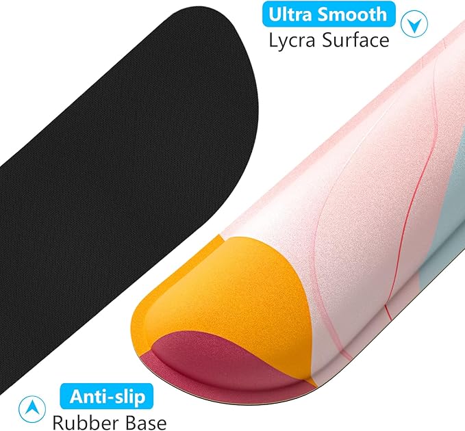 Dapesuom Enlarge Keyboard Wrist Rest, Memory Foam Wrist Cushion for Desk Mats Support, Typing Pain Relief Keyboard Mouse Pad Rests Set with Non-Slip Base for Gaming Laptop Computer, Colorful Abstract