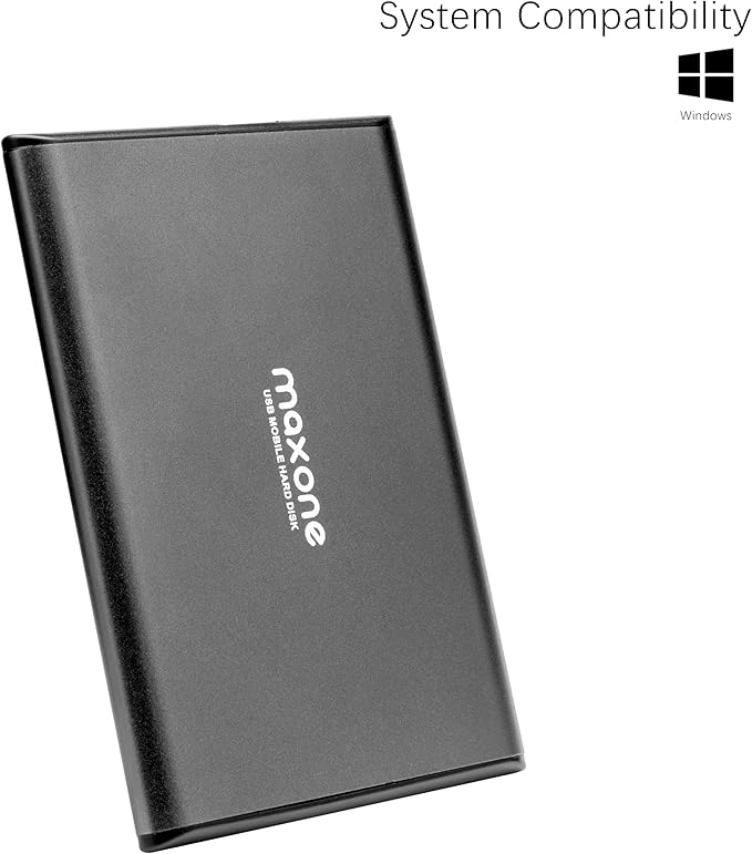 Maxone 160GB External Hard Drive Portable 2.5'' Ultra Slim HDD Storage USB 3.0 for PC, Mac, Laptop, Chromebook - Charcoal Grey