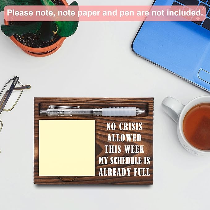 Funny Boss Gifts, Funny Home Office Desk Decor Boss's Day Gifts, Sticky Note Holder, Post-it Note Dispenser for Desk, Wooden Post-it Note & Pen Holder 6.5" x 4.7" - FTA105