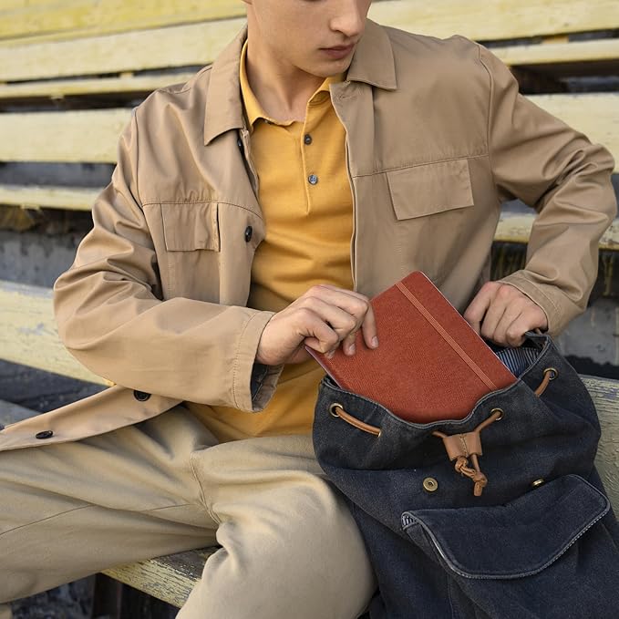 Lined Journal Notebooks for Work 2 Pack, 320 Pages, Medium 5.5 in x 8.5 in - 100 GSM Thick Paper, Hardcover Journal Leather Notebook for Writing & Note Taking, Brown & Black