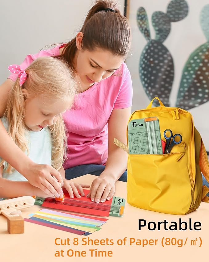 Firbon Morandi A5 Paper Cutter, Straight Small Paper Trimmer with Side Ruler for Scrapbooking Craft, Paper, Coupon, Label, Cardstock