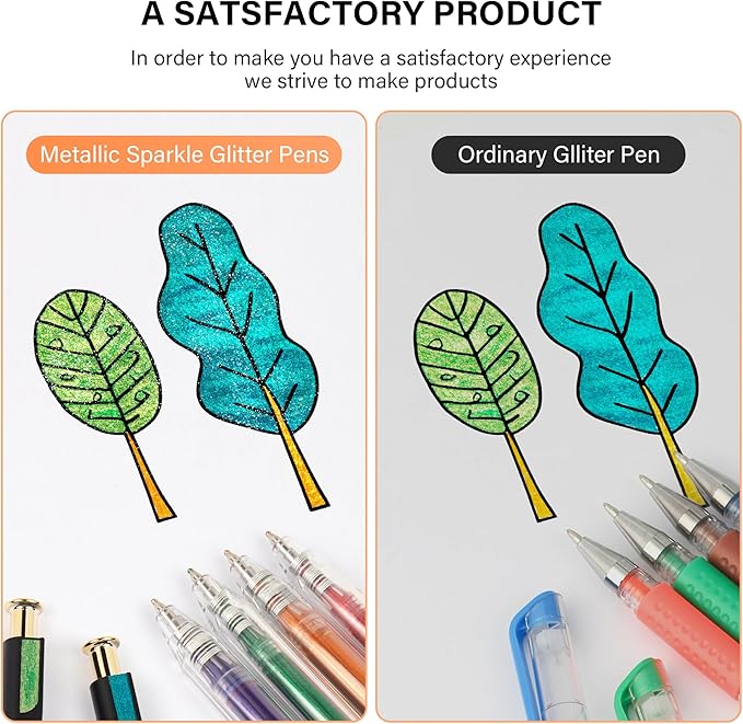 Retractable Super Glitter Gel Pens, 24 Colors Large Capacity Metallic Sparkle Gel Ink Pens, 1 mm Fine Point Smooth Writing Color Pen for Adult Coloring Book Note Taking Aesthetic Art Supplies