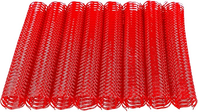 3 to 1 Pitch Twin Loop Wire Binding Spines, 3/8 Inch Book Binder Combs, 100 Pack Spiral Binding Coils for Booking Binder Machine, Students and Coworkers (60 Sheet Capacity, Red)