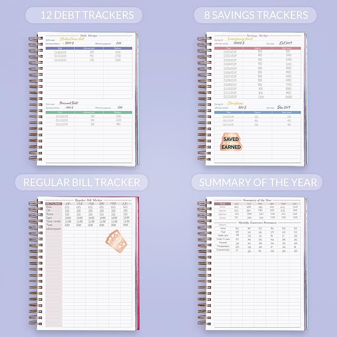 GoGirl Budget Planner & Monthly Bill Organizer – Monthly Financial Book with Pockets. Expense Tracker Notebook Journal, Large (Periwinkle)