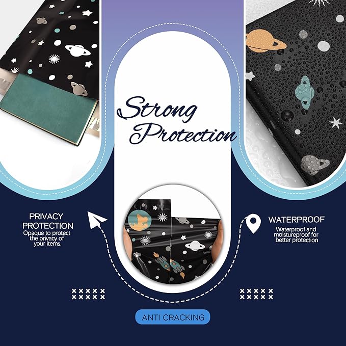 Planets Poly Mailer 12x15.5 Inch 50 Pcs, Waterproof Shipping Bags for Clothing, Tear-Resistant Mailier Bags, Strong Mailing Bags with Self-Seal