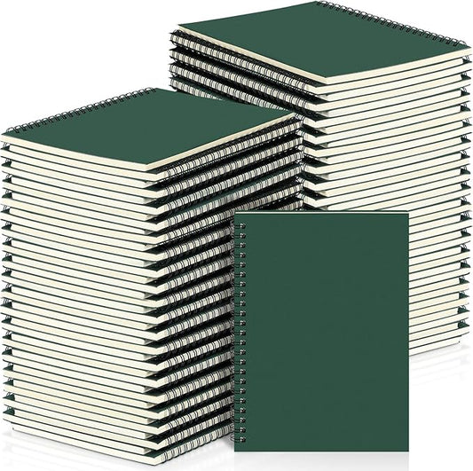 Yahenda 72 Pcs Spiral Notebook Bulk A5 Journal Lined 8.3'' x 5.5'' Writing Composition Paper Small Notepad Subject Notebook for Students Office Business Back to School Supplies (Deep Green)