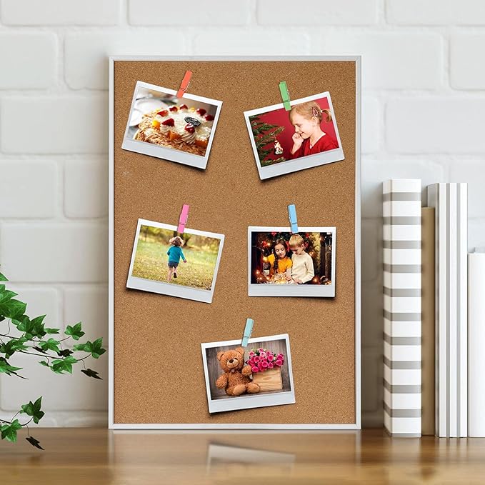 50Pcs Wooden Clips Push Pins Tacks for Cork Board Artwork for Crafts Arts Projects Photo Supplies(Colorful)